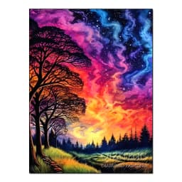 Dazzling Starry Forest Scenery Personality DIY Full Drill Diamond Painting Decorative Rhinestone Mosaic Cross-Stitch Kit