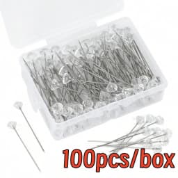 100pcs Transparent Diamond Pins 3.15 Inch Clear Straight Corsage Bouquet Diamond Pins Wedding Wrist Flower Decoration Craft