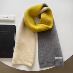 Laide's Scarves Korean Contrasting Color Sweet Simple Versatile Winter Knitted Thickened Velvet High-quality Luxury Brand Scarf