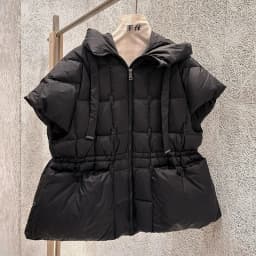Schinteon Women White Duck Down Vest with Hood Office Lady Sleeveless Jacket Solid Color Drawstring Autumn Winter Gielt 2026 New