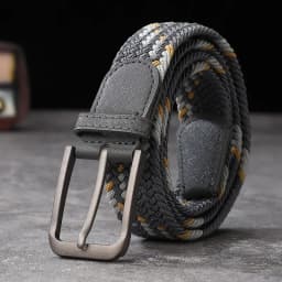 Non-perforated, non-perforated, men's and women's woven belts, elastic elastic canvas belts, women's Korean version, versatile s
