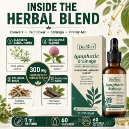 Lymphatic Drainage Drops 60ml Supplement Help Bloat Relief & Immune System Health with Cleavers,Red Clover and Stillingia Root