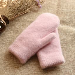 Simple Style Knitting Wool Plus Velvet Thicken Full Finger Women Winter Mittens Gloves Hairy Cute Lovely Sweety Keep Warm Soft