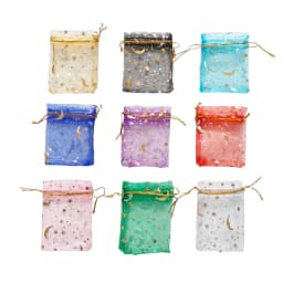 25/50/100pcs Moon Star Organza Gift Bags Multicolor Mesh Pouches for Christmas Wedding Party Candy Gift Packing Bags Wholesale