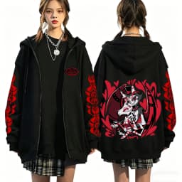 Hazbin Hotel 2026 New Anime 2D Print Hoodie Fun Style Men's and Women's Zip-up Sweatshirt