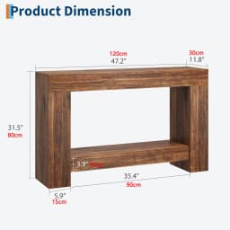 120cm/160cm Long Farmhouse Wooden Console Table 2-Tier Large Sofa Table with Storage for Living Room Entryway Entry Hallway