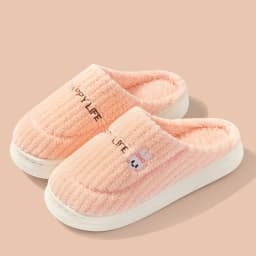 Winter Plush Slippers for Women & Men - Thick Sole Couple House Shoes, Warm Fleece-Lined Indoor Slides with Non-Slip Sole