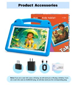 ANRY 2025 Kids Tablet PC Android 15 10.1 Inch 8GB(4+4Expand) RAM 64GB ROM Tab WIFI Dual Camera Tablets With EVA Protective Cover