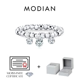 MODIAN Three D Color Moissanite Finger Ring 925 Sterling Sliver Sparkling Lab Diamond Swings Beaded Rings For Women Jewelry