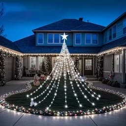 Solar Powered Decorative Star Waterfall Lights 8 Modes IP67 Waterproof Outdoor Party Ambient String Lights Xmas Tree Decor