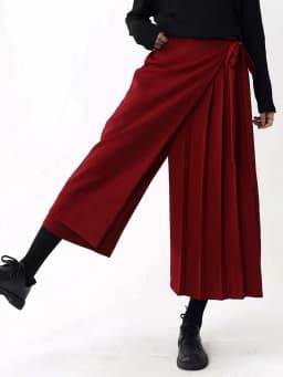 [EAM] High Elastic Waist Red Pleated Bandage Elegant Wide Leg Pants New Trousers Women Fashion Tide Spring Autumn 2026 1DH9565