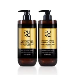 PURC Morocco Argan Oil Shampoo Conditioner Set for Damaged Frizz Hair Vitamin E Smoothing Organic Sulfate Free Hair Care Set