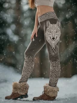 Women's Snow Wolf 3D Print Stretchy Workout Leggings Slim Tights Sexy Yoga Pants Trendy Fashion Clothes
