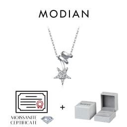 MODIAN Lab Diamond Moissanite Double Layer Stars Necklace 925 Sterling Silver Twist Line Pendant Necklace For Women Fine Jewelry