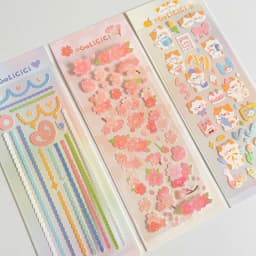 SKYSONIC New Arrival 3PCS Full Set Series Decor sticker Scrapbook Laser Kpop Stickers For Journal Stationery Sticker Suppliers