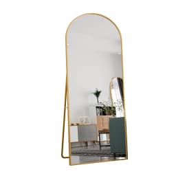 Curved Top Full Body Mirror with Round Corners, 180×80cm Bedroom Mirror for Hanging, Standing, Leaning, Dressing Wall Mirror