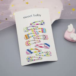 Girls Hair Clips 10 Set Mini Press Clips Colorful Baked Lacquer Baby Safe Snaps Cute Cartoon Prints Pink Hair Barrettes