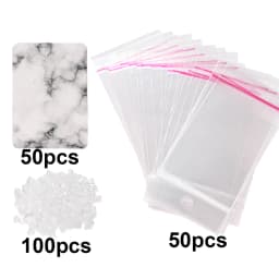 200pcs Earring Display Card Set Marble Design Paper Card Tags with Transparent OPP Bag Suitable for Earrings Jewelry Storage