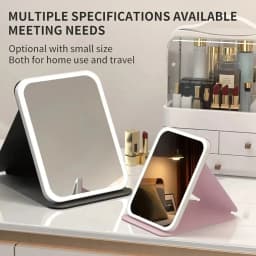 GGbingo USB Rechargeable 3 Colors LED Makeup Mirror Pocket Mirror Touch Dimmable 3 Brightness Foldable for Travel Office Home