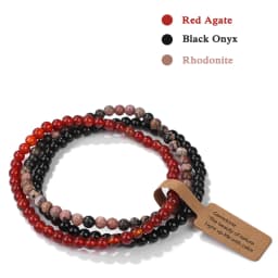 3Pcs/set Natural Green Stone Bracelet 4mm Moss Agates Black Onyx Cat Eye Beads Elastic Bracelets For Women Men Simple Jewelry