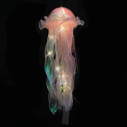 Jellyfish Atmosphere Night Light Button Battery Hanging Ceiling Lantern with Ribbon&Bead LED Bulbs for Room Decoration
