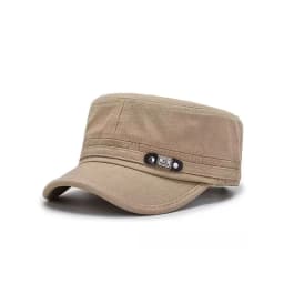 Washed Denim Flat Top Military Cap for Men, Vintage Distressed Sun Hat, Outdoor Casual Baseball Cap for All Seasons
