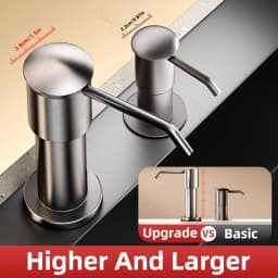 Soap Dispenser for Kitchen Sink Built in Sink Soap Dispenser Brushed Countertop Soap Dispenser Pump Silver Blackgray