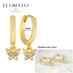 925 Sterling Silver ear needles Animal Butterfly/Elephant/Shell Pendant Hoop Earrings For Women Fashion Jewelry Accessories