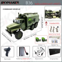 WPL B36 B36-2 B36-3 6WD RC Car 1:16 Full Scale Military Transport Vehicle Model Six Wheel Drive Climbing Off-Road RC Truck Toys