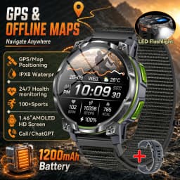New Upgrade GPS Offline Map Position Smart Watch 1200mAh Battery IPX8 Swim Heart Rate 1.46”AMOLED Screen Men Women Fitness Watch