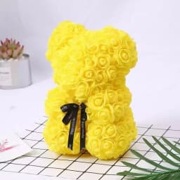 25cm Artificial Rose Teddy Bear with Gift Box, Romantic Valentine's Day Gift for Women, Ideal for Anniversary & Wedding