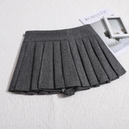 Women's Wool Pleated Skirt Low Waisted Slit Side Boxy-pleat Mini Skirt Y2K Miniskirt Autumn Winter Teen-girl Skort Preppy Outfit