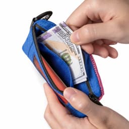 Small Minimalist Wallet for Women Men RFID Blocking, Zipper Coin Pouch with ID Window and Keychain Travel Lanyard Wallet