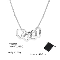 Customized Name Date Love Necklace Stainless Steel Personalized Carving Name 1-4 Heart Shaped Love Necklace Couple Family Gift