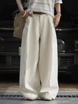 [EAM] High Waist Dark Gray Brief Pocket Long Elegant Wide Leg Pants New Trousers Women Fashion Tide Spring Autumn 2026 1DJ3191
