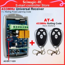 433MHz Universal Garage Door Receiver and ALUTECH AT-4 Rolling Code Remote Control Matching 2CH AC DC 7-32V 220V Rf Relay Switch