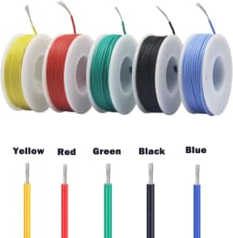 16-30AWG 5 Colors DIY Wire Silicone Tinned Copper Electronic Wire, 5-20 Meters per Axis, Stranded Wire Cable