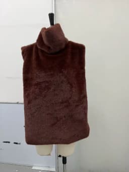 Women Solid Stand Collar Faux Fur Vest Chic High Collar Sleeveless Loose Short Waistcoat Casual 2025 Lady Daily New Street Vests