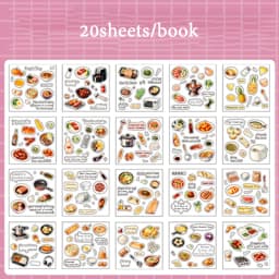 Mr. Paper 20pcs Bite of Light Sticker Book - Square PET Journal Supplies, Food Theme Collage Decor, Creative Stationery Material