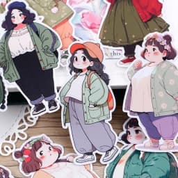 18pcs Cute Chubby Characters Stickers for Stationery Decoration Girl Stationery,Waterproof and Cute Journals and Notebooksks