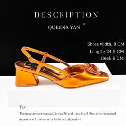 Queena Yan Elegant Comfortable Mid-Heeled Shoes Sparkling Diamonds Pointed-Toe Design Ladies High Heels