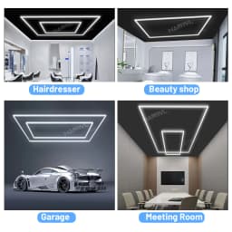 LED Rectangle Lighting 4S Car Showroom Barber Workshop Office Desk Ceiling Lamp Color Change Dimmable Garage Hexagon Lights Gym