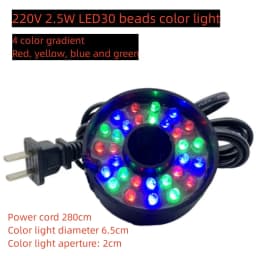 Aquarium Light LED Circle Lights 220V 2.5W with Hole for Underwater Fountain Pump Fish Tank Lighting Swimming Pool Decoration