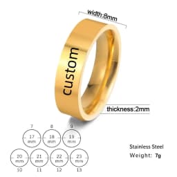 Customized Couple Ring Personalized Name Date Text Stainless Steel Fashion Simple 6/8mm Wide Ring Anniversary Jewelry Gift