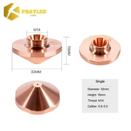Praylee All Types Laser Nozzles Single/Double Layers Dia.28/D32mm for Raytools Precitec WSX HSG Bodor HANS Fiber Cutting Machine