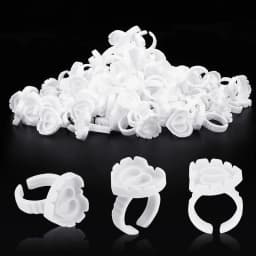 100 PCS Disposable Heart-shaped Plastic Glue Ring Cup Eyelash Extension Tattoo Pigment Holder Pallet Lash Makeup Supplies Tools