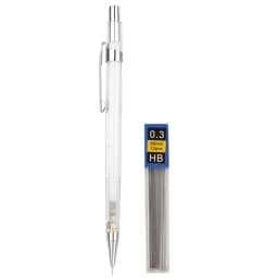Transparent Mechanical Pencil Set 0.3, 0.5, 0.7 0.9mm with HB Lead Refills for Sketching Art Drawing Painting Automatic Pencils