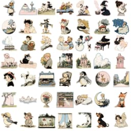 50PCS Comic World Sticker Graffiti Aesthetic Reading Laptop Luggage Scrapbooking Decals Waterproof Luggage Phone Decals 