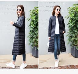Woman's Ultra Light Down Jackets Stand Collar Slim Knee Length 90% White Duck Down Coats Women Down Parkas Lady Overcoats JK-791