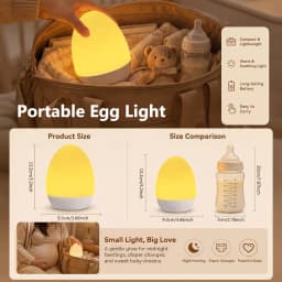 Egg Shape Baby Night Light for Breastfeeding Kids Gift 3 Color Temperatures 12 RGB Colors Skin Feel Touch Room Ambient Lighting